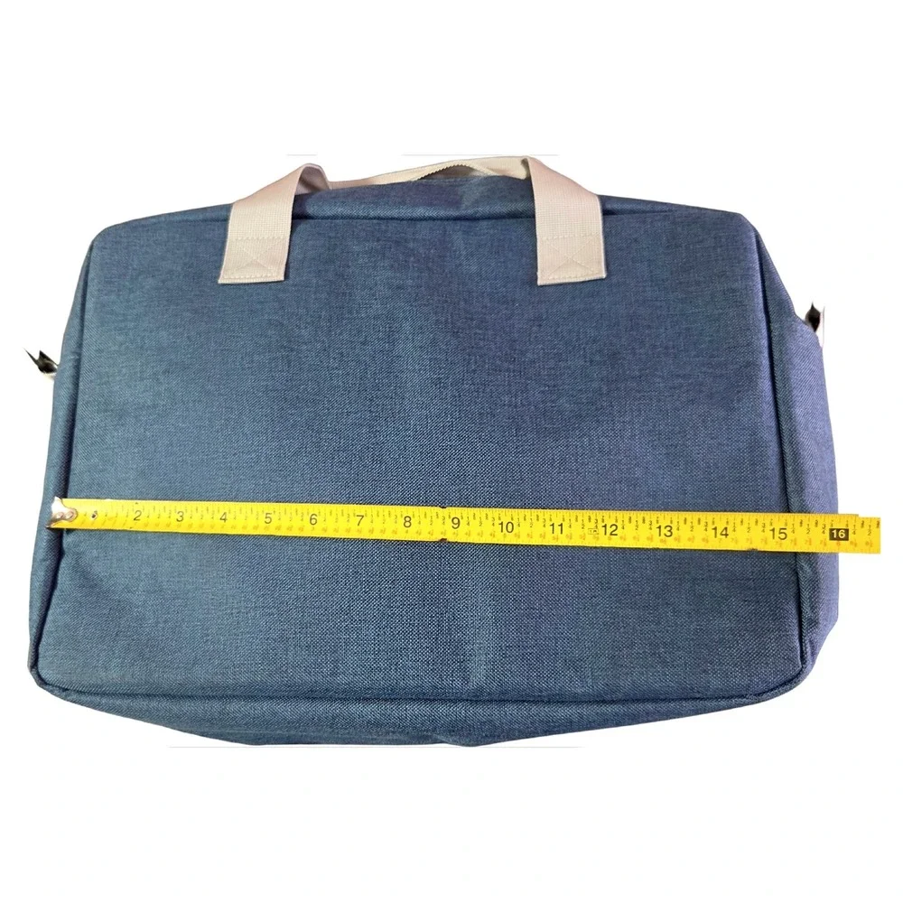 Mon Chateau Luxury Collection Blue Grey Laptop Messenger Briefcase Bag Strap New